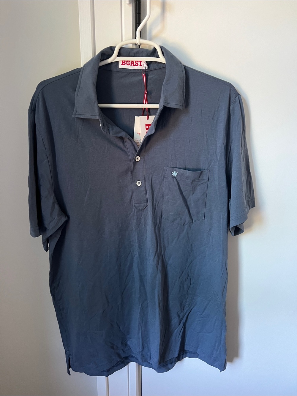 Boast Men's Slate Blue Short-Sleeve Polo with Chest Pocket